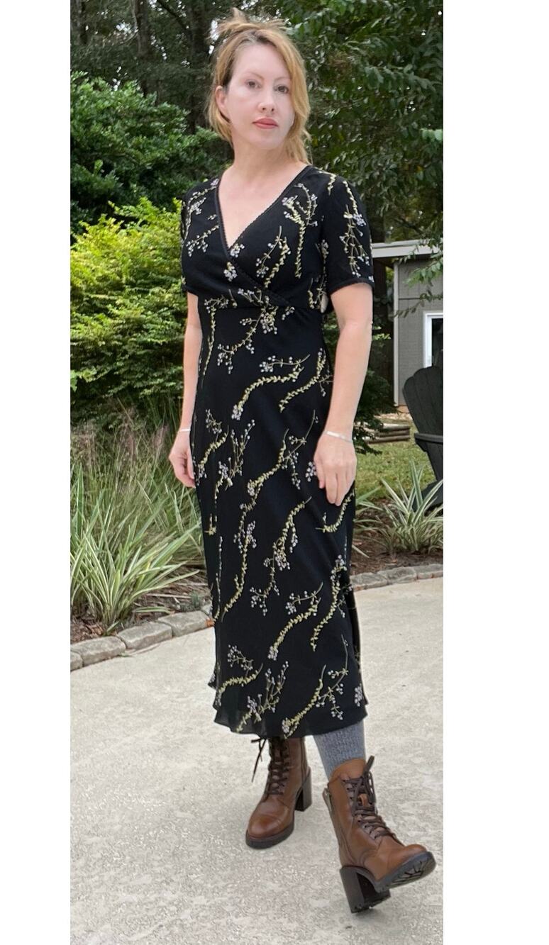 Vintage Liz Claiborne Gorgeous Feminine Floral Crossover Midi Dress